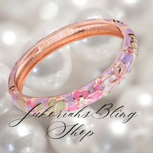 Vintage Cloisonne Floral Enamel Bangle Bracelet